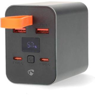 Nedis - Powerbank | 30000 mAh | 1.5 / 2.0 / 3.0 / 5.0 A | Antal output: 4 | Output tilslutning: 2x USB-A / 2x USB-C™ | Input forbindels: 1x USB-C™ | PD3.0 100W / QC3.0 | Lithium-polymer | Display - PBKPD100W25BK