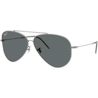Ray - Ban Unisex RBR0101S AVIATOR REVERSE 004/81 Solbriller Metal Grå Grå Pilot Polariseret - Grå