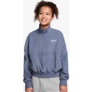 Nike -langærmet overdel i fleece til større børn (piger) - blå - blå - XS
