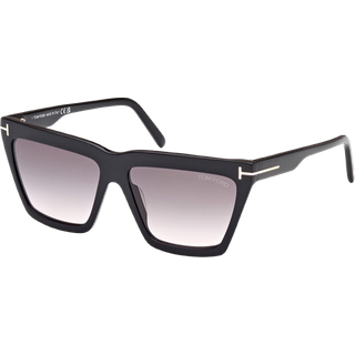 TOM FORD Kvinde FT1110 EDEN 01B Solbriller Acetat Sort Grå Geometrisk Normal Skygge