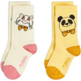 Mini Rodini Cat & Panda 2-pak Sokker  Multi 20-23 EU  Hvid  20-23 EU  unisex
