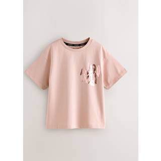 smALLSAINTS smALLSAINTS Mid Pink/Metallic Girls Oversized Orlando Logo Crew 100% Cotton T-Shirt