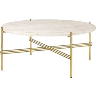 Gubi Ts Sofabord 80 Cm Messing / Neutral - Sofabord Travertin Hvid - 10074029