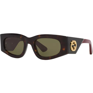 Gucci Kvinde GG1664S 002 Solbriller Acetat Havana Grøn Firkantet