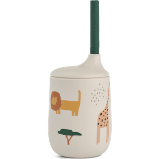 Liewood Ellis printed sippy cup tudkop med sugerør 23 cl Safari sandy mix