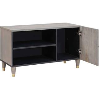 TV-skab med dør Grå og Guld 80 x 31,5 x 46 cm Massivt mangotræ