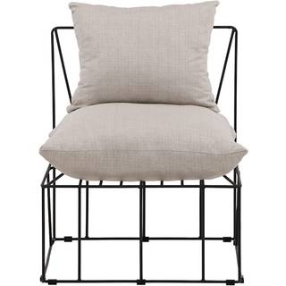 Livonia loungestol med sort stel og beige linned puder