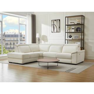 Venstre hjørnesofa med elektrisk recliner i beige stof KOKIBA