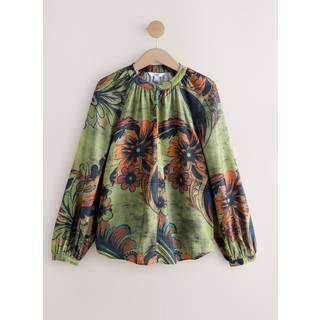 Next Green Paisley Floral Long Sleeve V-Neck Blouse