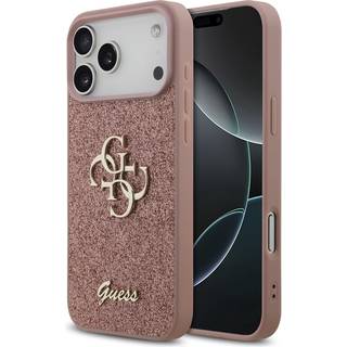 iPhone 17 Pro Guess Fixed Glitter 4G Metal Logo Cover - Pink