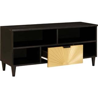 TV-skab med hylde Sort og Guld 100 x 33 x 46 cm Konstrueret træ