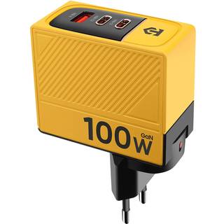 Tactical Nett Warrior GaN 100W vægoplader - 2x PD3.0 USB-C, QC3.0 USB-A - Gul