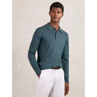Reiss Reiss Orion Blue Trafford Merino Wool Long-Sleeve Polo Shirt - small
