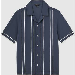 Reiss Reiss Sander skjorte med cubansk krave og striber - medium