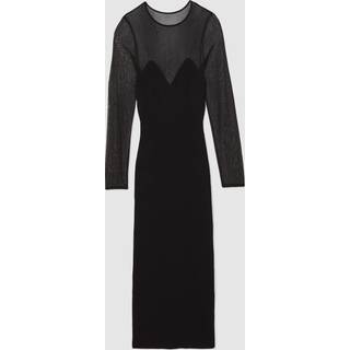 Reiss Reiss Black Lila Mesh Rib-Knit Sweetheart Midi Dress - large