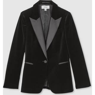 Reiss Reiss Black Myrtle Petite Velvet Single Breasted Suit Blazer