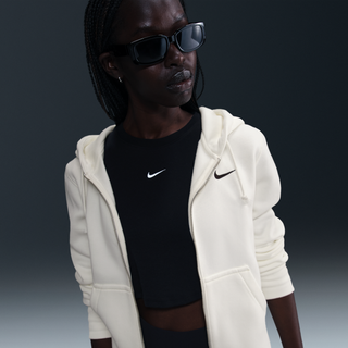 Nike Phoenix Fleece-hættetrøje med fuld lynlås til kvinder - hvid - XXL (EU 52-54)