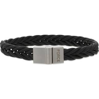 Scrouples Force armbånd sort flettet læderarmbånd stål lås