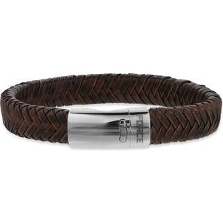 Scrouples Force armbånd brunt flettet læderarmbånd stål lås