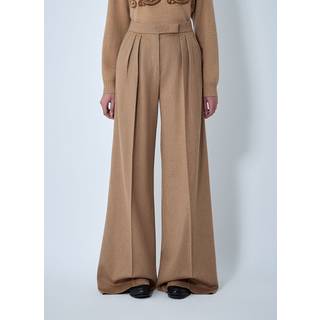 Max Mara Ori pleated camel hair wide-leg pants - brown - XL