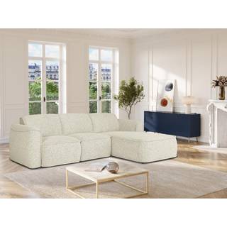 Højrygget sofahjørne i tweedmeleret beige stof DIOMARO