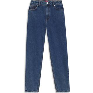 Jeans med mom-fit i fast blå denim