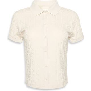Allover Monogram Logo Jacquard Polo Top - White - XL