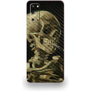MightySkins Carbon Fiber Skin til Samsung Galaxy S20 - Kranie med cigaret | Beskyttende holdbar tekstureret kulfiberfinish | Let at pfre | Frem