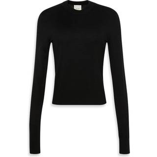 Merino Wool Crew Neck Jumper - Black - XXL