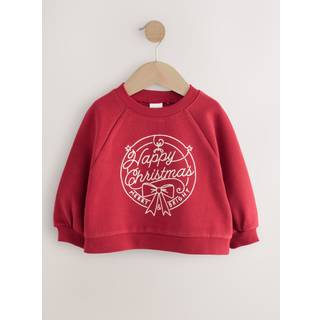Next Burgundy Red Happy Christmas Crew Neck Sweatshirt (3mths-7yrs)