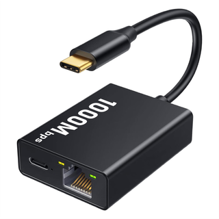 USB-C Ethernet-adapter 2-i-1 1000Mbps RJ45 netværkskonverter sort