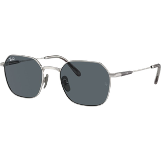 Ray - Ban Unisex RB8094 JIM TITANIUM 9209R5 Solbriller Metal Sølv Blå Geometrisk Normal Antiblænding