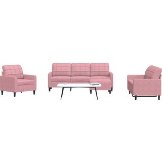 sofasæt 4 dele med hynder velour lyserød