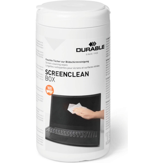 Durable skærmrens serviet i box med 100 servietter