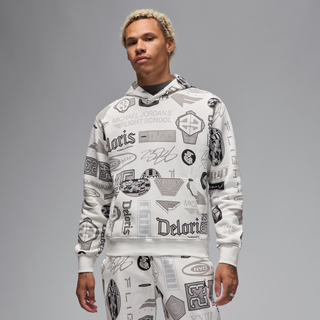 Jordan Essentials-pullover-hættetrøje i fleece og med print til mænd - hvid - XS