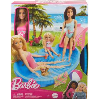 Barbie Pool legesæt med blond dukke, pool og tilbehør