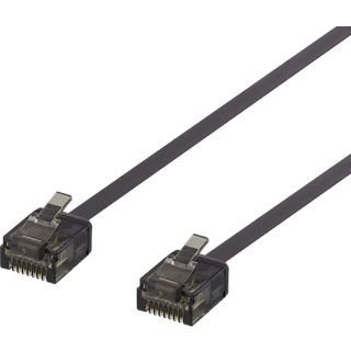 DELTACO Cat6a patchkabel, fladt, 1 mm tykt, 0,15 m, sort