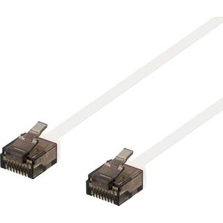 DELTACO U/UTP Cat6a patch cable, flat, 0.15m, 1mm thick, white