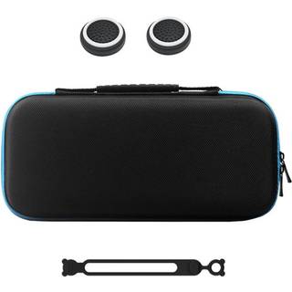 Nintendo Switch 2 Opbevaringstaske - Silikone Kabelbinder & Joystick Grip Caps - Sort / Blå