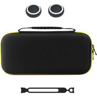 Nintendo Switch 2 Opbevaringstaske - Silikone Kabelbinder & Joystick Grip Caps - Sort / Gul