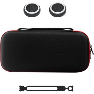 Nintendo Switch 2 Opbevaringstaske - Silikone Kabelbinder & Joystick Grip Caps - Sort / Rød