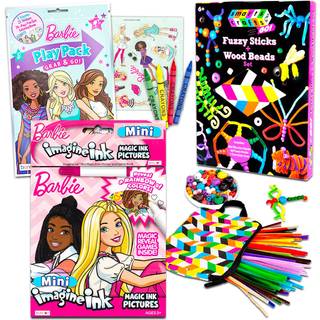 Barbie malebog og kunst afslapningsst ~ Barbie malebog st med fuzzy sticks og trperler st (Barbie malebger)