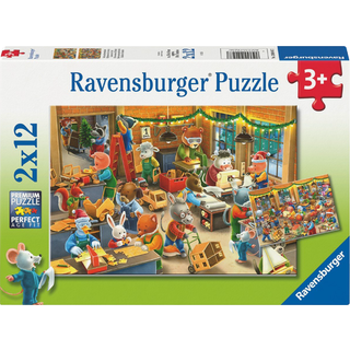 Ravensburger Puslespil Julegavefabrikken 2x12 brikker