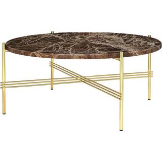 GUBI TS Sofabord Rundt Ø80 Messing/Brun Emperador Marmor