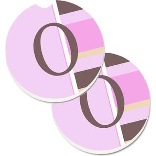 """" Caroline's Treasures Letter o Initial Monogram - Pink Stripes Set med 2 Cup Holder Car Coasters CJ1005 -ACARC 2.56 Multicolor """"