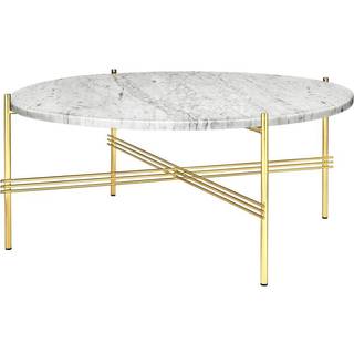 GUBI TS Sofabord Rundt Ø80 Messing/Hvid Carrara Marmor