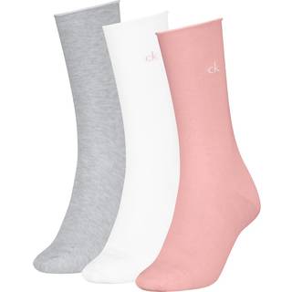 3 Pack Soft Cotton Rolltop Crew Socks - Pink - 39