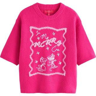 Next Bright Pink Merry Era Slogan Graphic Christmas Jumper