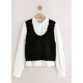 Next Monochrome Ruffle Neck Shirt Layer Knitted Tank
