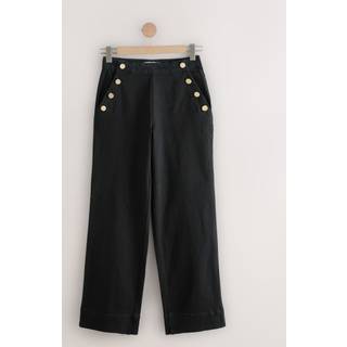 Next Black Gold Button Front Wide Leg Jeans